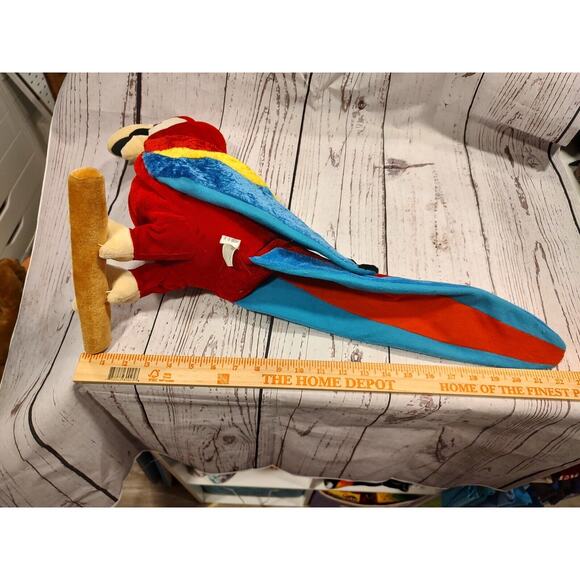NANCO Parrot On Perch Red Plush Stuffed Animal Toy 2006 22inches Long - Picture 6 of 6